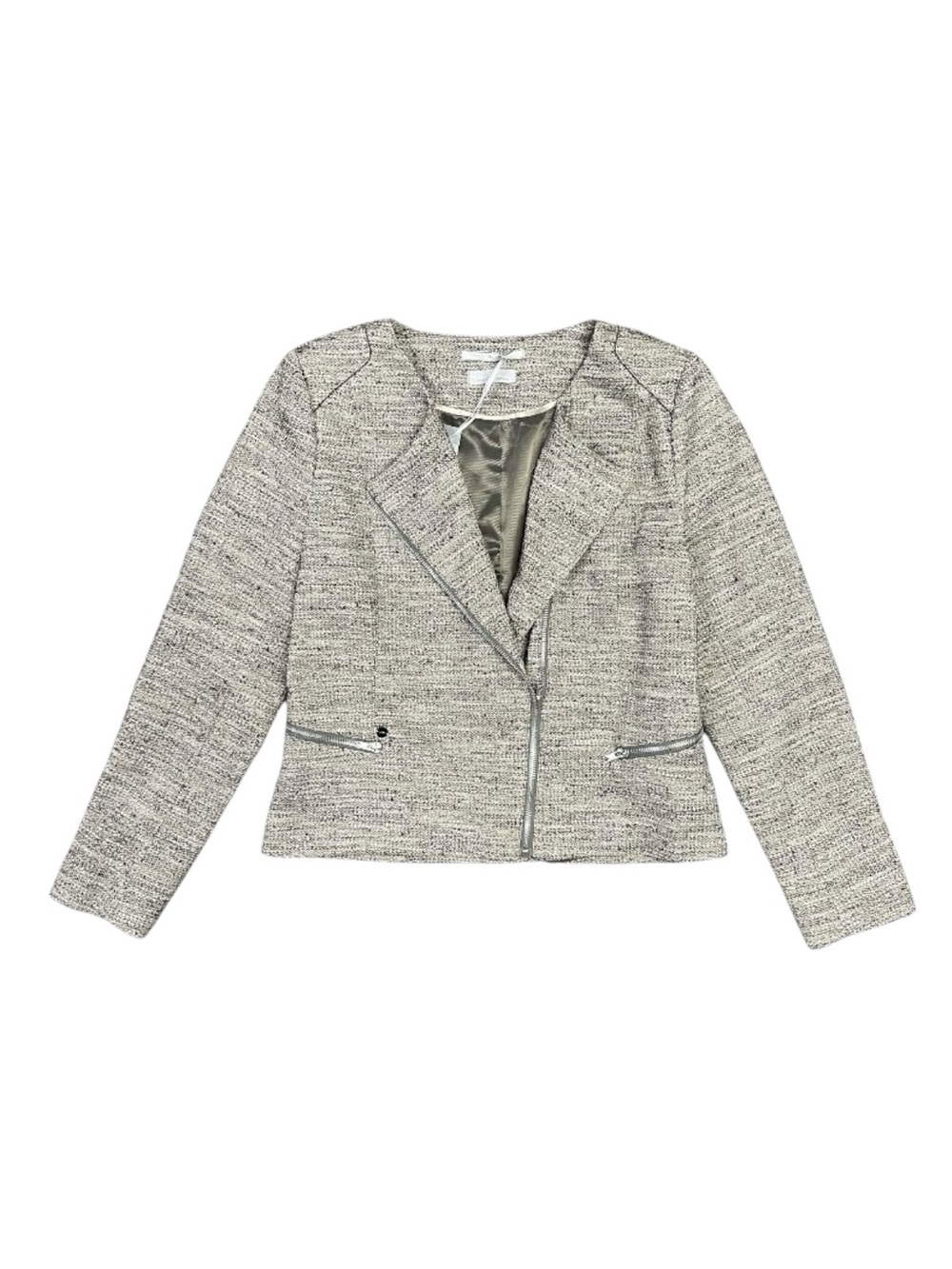 IKKS Pure Edition Tweed Square Jacket Women’s‎ XL Beige Silver